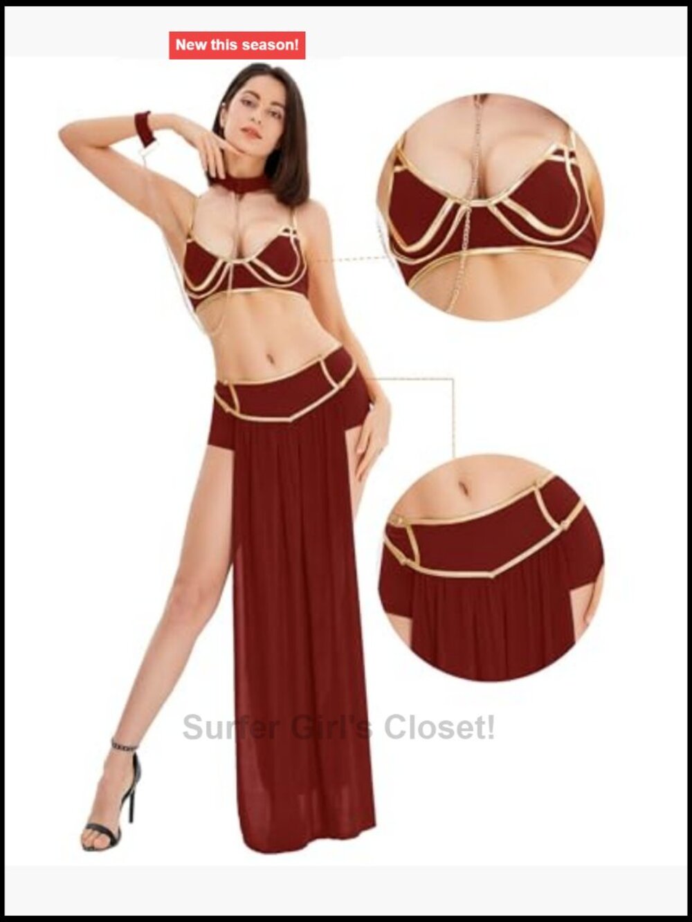 Sexy Schoolgirl Lingerie Costume with Leash and Bikini Top - Medium - Picture 4 of 5